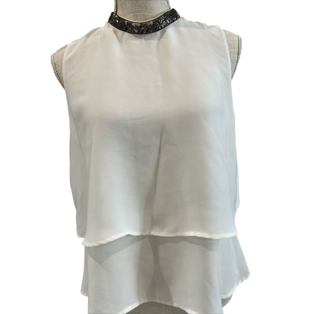 Zara Basic Collection White Layered Sleeveless Bl… - image 1